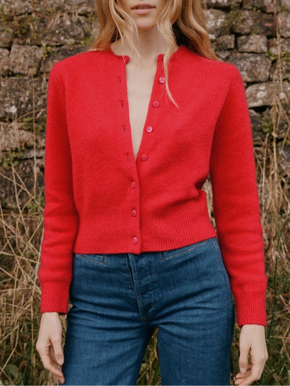 DOEN Fairchild Cashmere Button Cardigan Red Sz XS